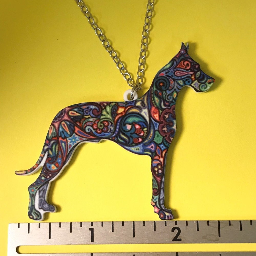 Great Dane Dog Shrink Plastic Necklace - Picture 3 of 6